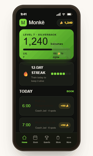 Monkè app home screen, built on Mudeer